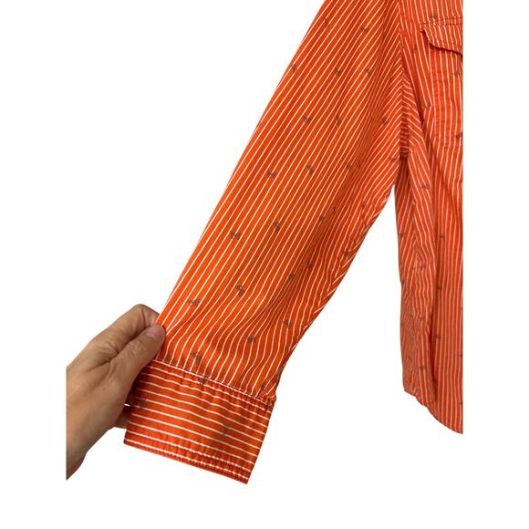 St John’s Bay 100% Cotton Coral Striped Butterfly Print Button Down Shirt 2X - Picture 6 of 10